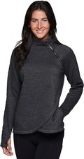 RBX Active Women's Size M Gray Asymmetric Pullover Sweatshirt Mock Neck Pockets