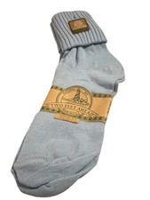 Vintage Ribbed Cuff Ankle Slouch Bobby Socks Ribbed New Old Stock Blue 9-11