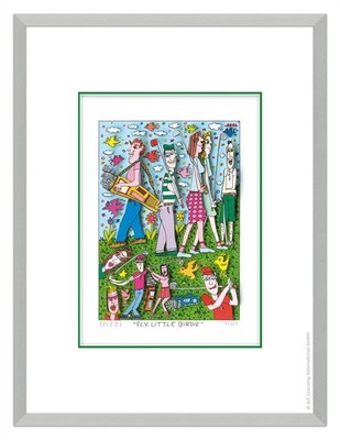 Original 3D James Rizzi '' Fly, little birdie'' Golf Serie Zertifikat NEU GERAHMT