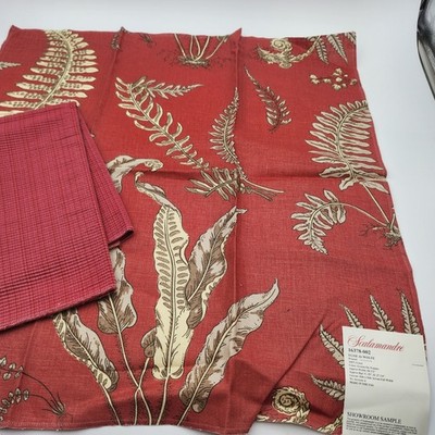 26'' Scalamandré Elsie de Wolfe printed linen fabric sample lot of 2
