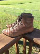 Vintage Hunt Club Victorian Style Lace Up Leather Ankle Boots Size 7.5 Brown