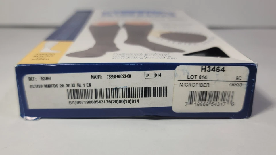 Calcetines de vestir firmes hasta la rodilla de microfibra Activa para hombre-negros a rayas XL 20-30 mmHg Foto 4 de 4