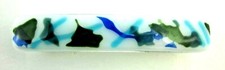 Art Glass Barrette Hair Clip White With Green Blue Splotches 3 1/4"