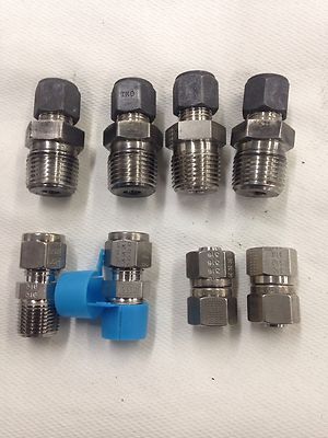 8pcs  3/8 Tube OD x 3/8  1/2 NPT Male Pipe Thread 90 ELBOW 316 Stainless Steel