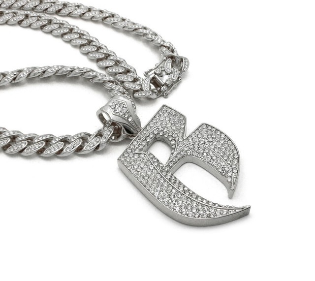 RUFF RYDERS PENDANT 30" SILVER CUBAN LINK CHAIN NECKLACE HIP HOP RAPPER