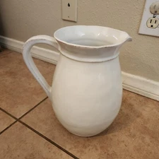 RARE NEW Pottery Barn Cambria Ceramic Handled Pitcher STONE