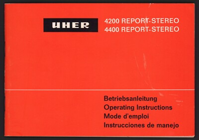Manual Instructions for Uher 4400 & 4200 Report Stereo, Multi Language