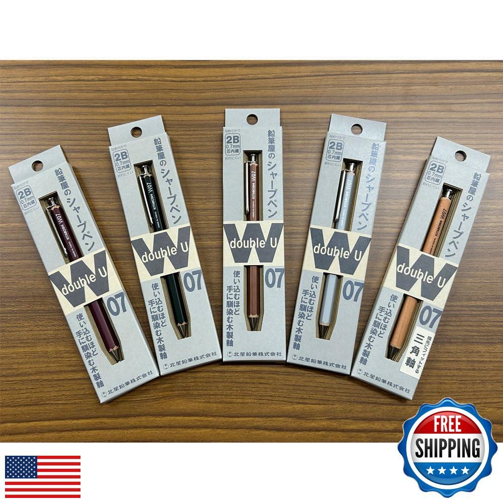 北星鉛筆 Kitaboshi 0.7mm Mechanical Pencil, Wooden Barrel, #0 2B, Black Lead, Lig