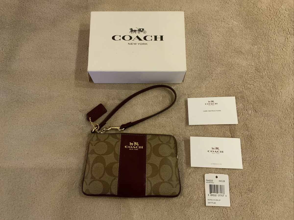 Coach Zip Corner Wristlet F64233 Brown With Box And Tag | eBay
