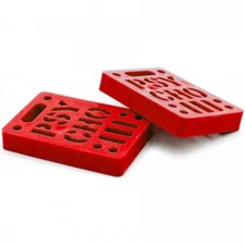 Vision Psycho Brand 1/2" STENCIL LOGO Dual Bolt Pattern Skateboard Risers RED