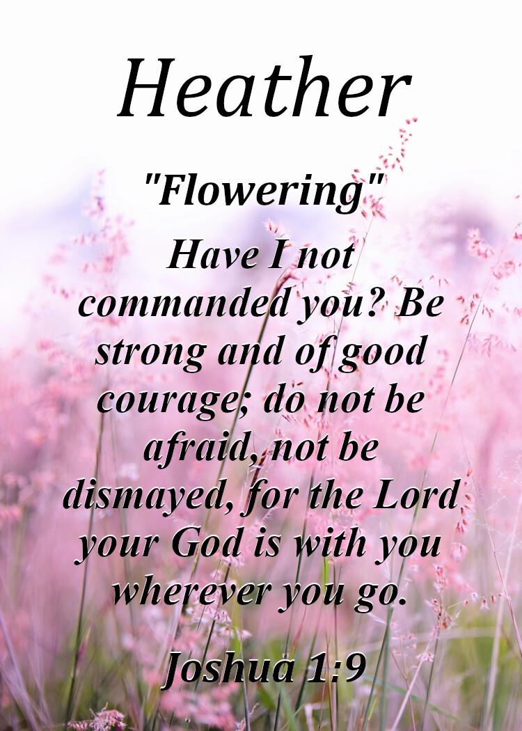 Heather &ldquo;Flowering&rdquo; Keepsake Name Meaning Card with Bible Verse | eBay