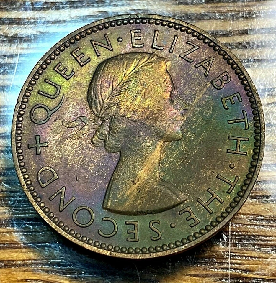 Remarkable New Zealand Half Penny Collection With Rainbow Toned Key Dates CHN - Image 3 of 4