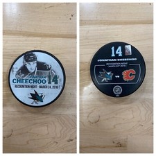 Jonathan Cheechoo #14 San Jose Sharks Puck Recognition Night 2018 FREE SHIP
