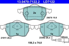 ATE 13.0470-7122.2 BRAKE PAD SET, DISC BRAKE FRONT AXLE FOR AUDI SEAT SKOD