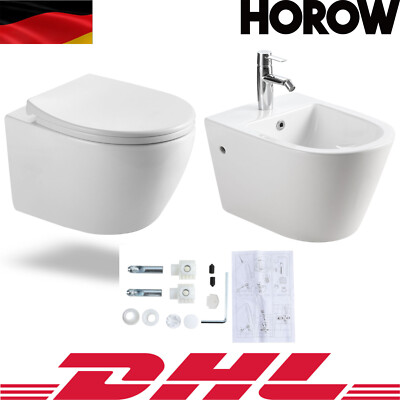 Hänge WC Spülrandlos UG09R Wand WC mit softclose WC-Sitz abnehmbar/Hänge-Bidet