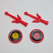 TMNT Heavy Metal Raph Drum Stick Sais & Record Flyin' Discs Accessories - 1991