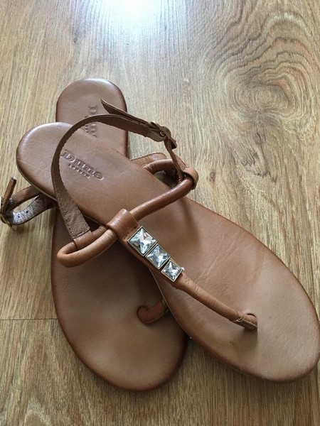 Women Dune Sandals Brown Leather 37