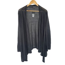 Lane Bryant Knit Open Front Cardigan Sweater Women 26/28 Black Minimalist Office