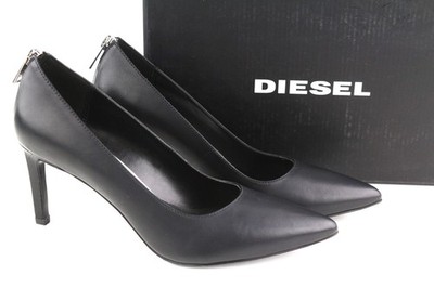 DIESEL D-Femme MP Damen Pumps EU38 Schwarz Rindsleder Kitten Heel UVP240