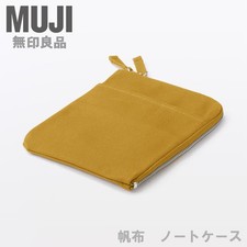 MUJI Cotton Canvas Fabric Notebook Stationery Case Mustard A6 Size from Japan