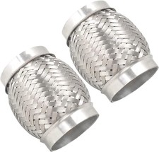 2PCS Exhaust Flex Pipe Stainless Steel Double Braid Long Heavy Duty 3''Inch x 4'