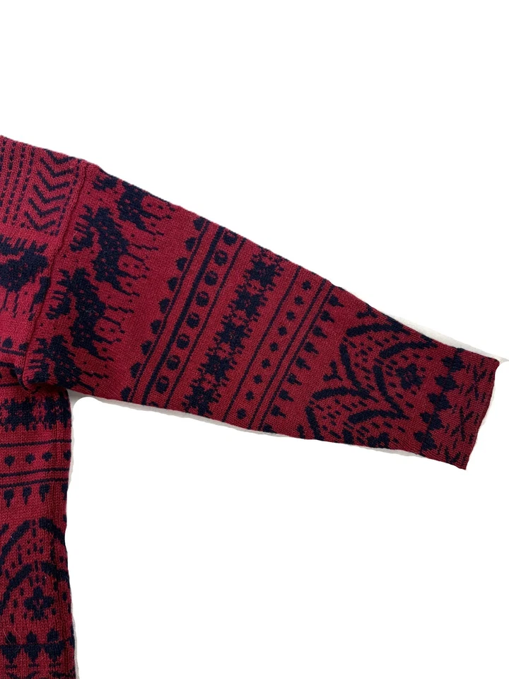 Suéter Cárdigan Escandinavo Tejido Lana Reno Navidad Rojo Mujer WOOLRICH EE. UU. M Foto 4 de 4