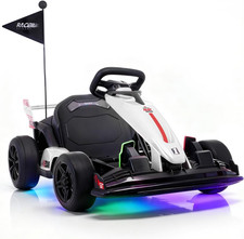 36V Kids 600W Drift Kart, Powerful Electric Pedal Kart, White  Outdoor Race Toy