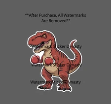 T-Rex Boxer Sticker Waterproof Decal Sports Dinosaur Animal Funny Gift NEW
