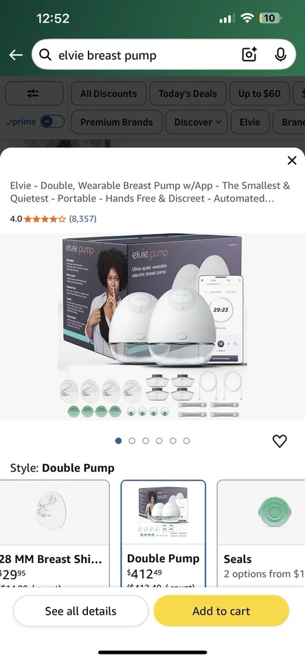 Elvie EP01-02-M Double Electric Pump NEW SEALED wearable breast pump”  - Image 2 of 4