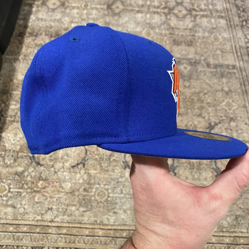 New York Knicks Sombrero Ajustado 7 1/8 New Era 59Fifty Azul Naranja 100% Lana Nuevo Foto 3 de 4