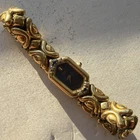 AS34 VTG Ladies GoldTone Seiko Watch Quartz Sapphire -Diamond Bezel Untested As