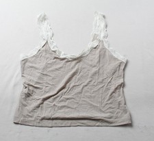 Aerie Women's Modal Ribbed Lace Trim Crop Tank Top EJ3 Stone Harbor Large NWT