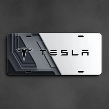 Unique Colorful Custom Tesla Cybertruck Themed License Plate Official Style Logo