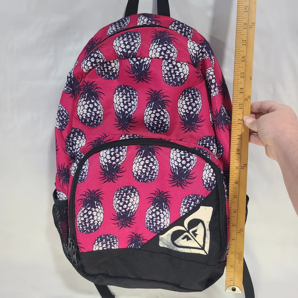 Mochila Roxy Rosa Piña Tropical Bolso para Libros 2 Bolsillos 18" Fruta Acolchada Correas Foto 4 de 4