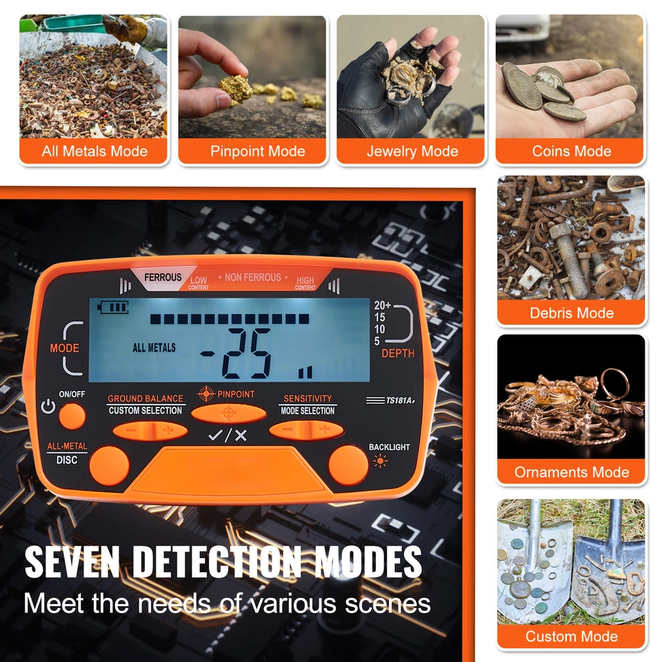 Pantalla LCD Detector de Metales 10 Pulgadas Oro Excavadora Hunter IP68 Impermeable Foto 4 de 4