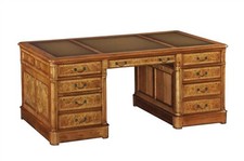 Burr Walnut Pedestal Desk | Green leather top | Hampton Range SALE New DW100XLG