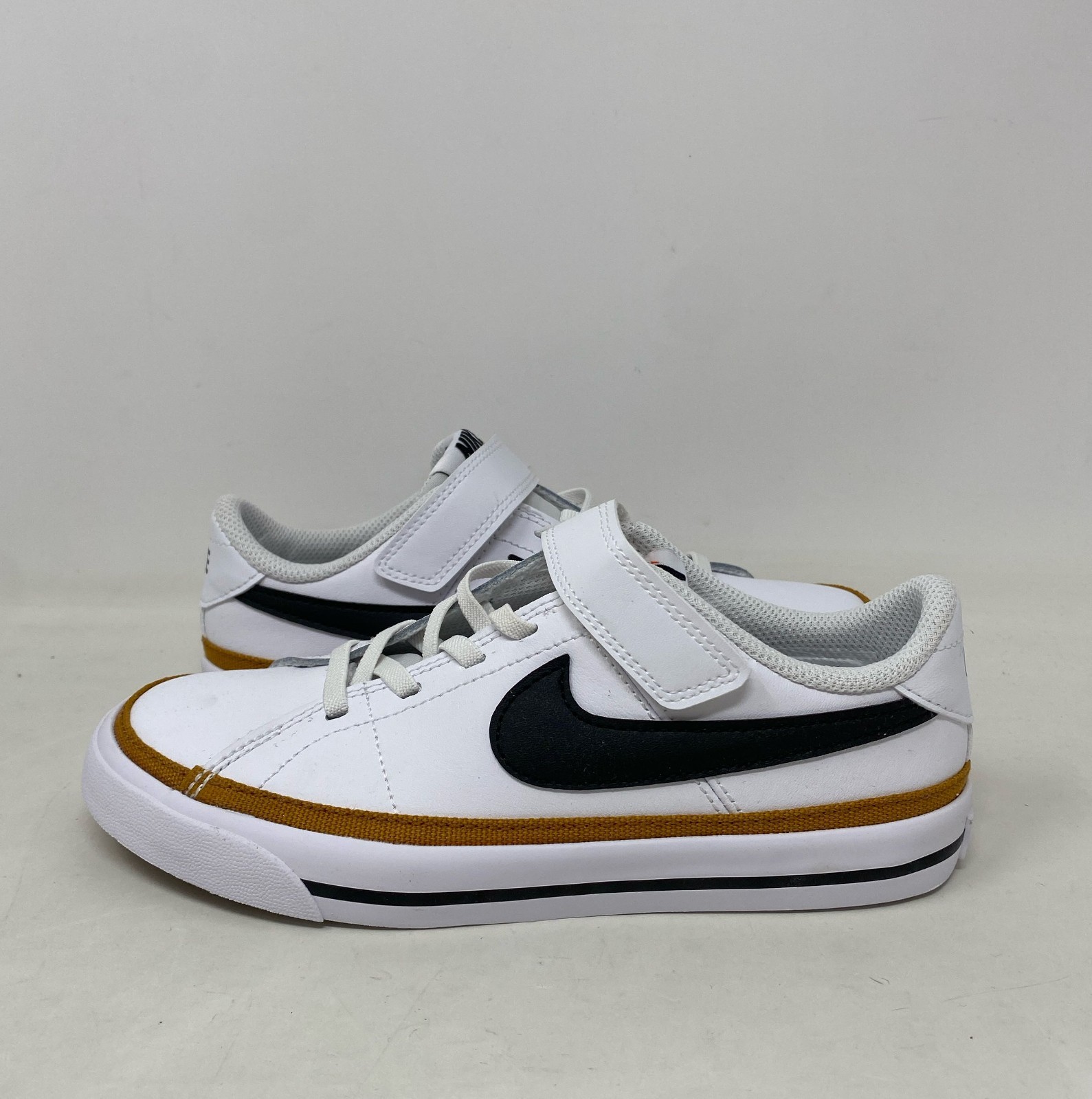 Nike Court Legacy Little Kids PSV Shoes White/Black/Desert Ochre - Size 1Y