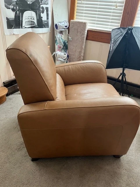 Sillón reclinable Natuzzi vintage y tostado suave de cuero nuevo Foto 2 de 4