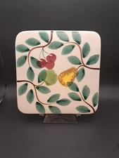 Vintage Ceramic Handpainted Trivet Tile Hotplate Fruit