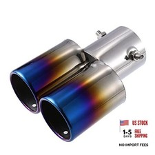 Car Dual Exhaust Tip Pipe Double Outlet Applicable Diameter 2.4" Universal