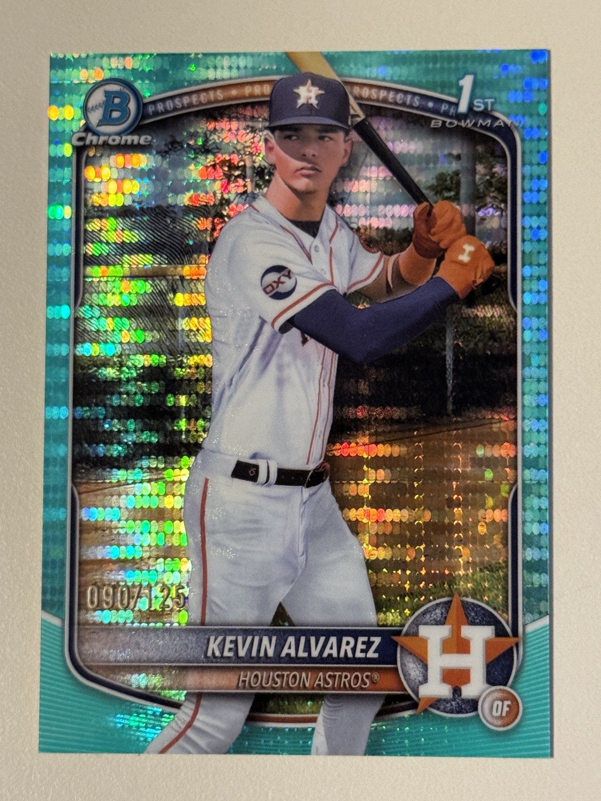 2025 Bowman Chrome Kevin Alvarez Aqua Pulsar 1st Bowman #90/125 Houston Astros