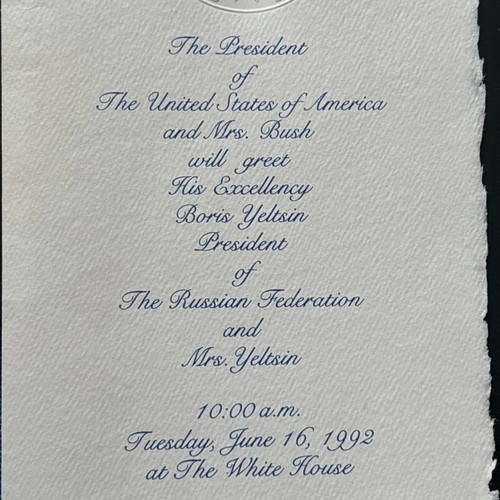 1992 President George Bush White House Arrival Ceremony Program Boris Yeltsin - Picture 3 of 10
