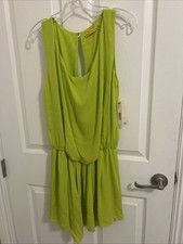 NWT Alice + Olivia Sleeveless Lime Green Silk Mini Dress Size M Retail $368