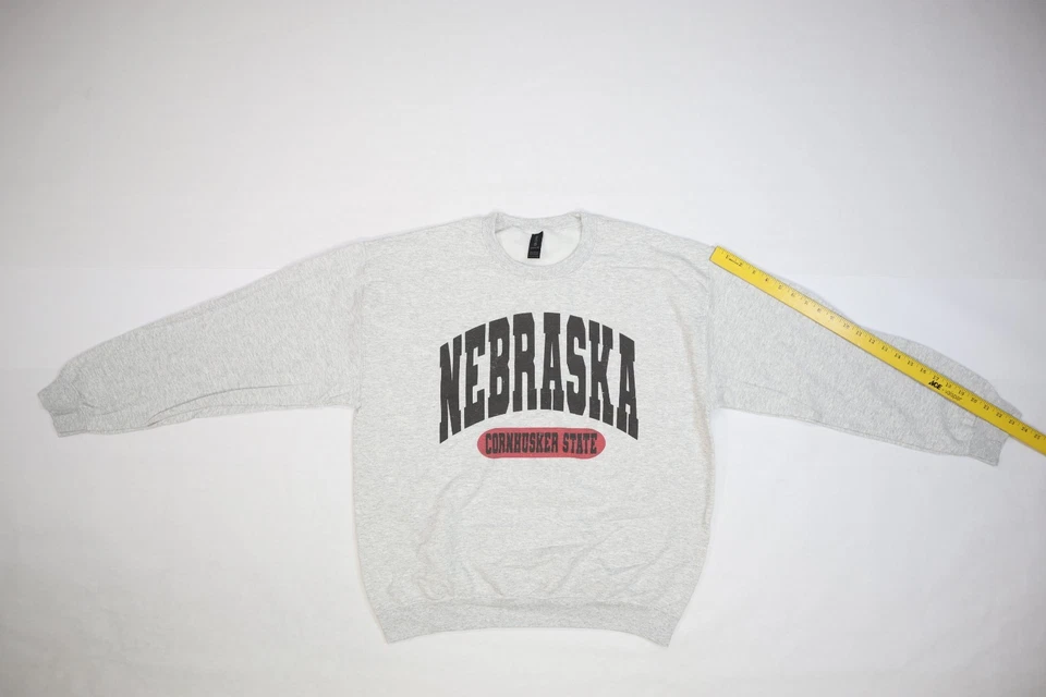 Nebraska Cornhusker State On Gildan Sweatshirt Heather Gray Heavy Blend Adult L - Image 4 of 4