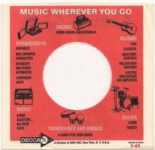 Company Sleeve 45 DECCA - White/Red w/ Black Text 1969-1970 RED 3-69 At Bottom
