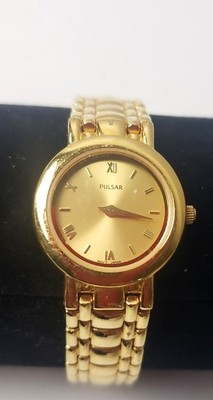 Pulsar Womens Watch V700-X019 Vintage Gold Tone Japan Mov't Wristwatch FREE SHIP