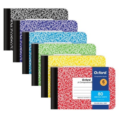 Oxford Composition Mini Notebooks, 6 Pack, 4-7/8'' x 7-1/2'', Asst Primary