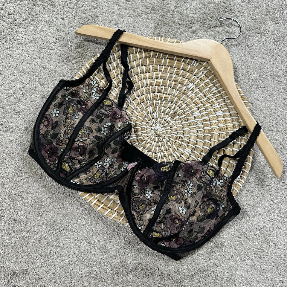 Sujetador romántico con aros Clara para mujer For Love And Lemons en negro floral 38DD Foto 3 de 4
