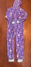 Kid  s Unisex Cat  Jack Hooded Onepiece Cozy Pajamas Purple Size M 7/8