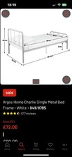 Metal Single Bed Frame Metallic Grey In Excellent Condition No Mattress